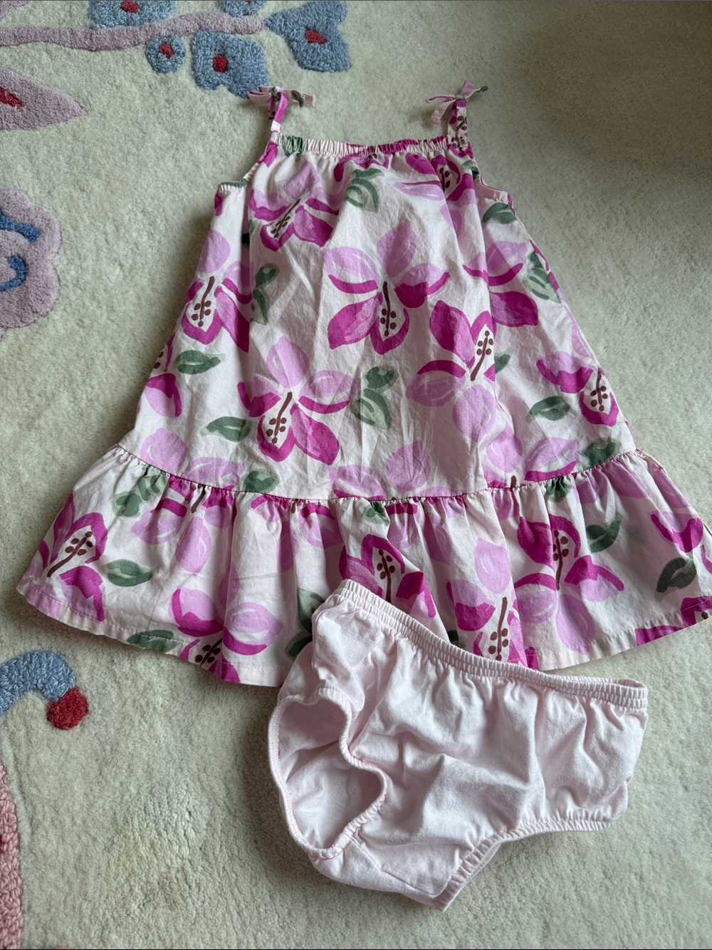 Carter's Pink Floral Tie-Shoulder Sundress with Bloomers